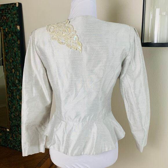 Vintage Ursula Sz 8 Beaded Formal Sequin Top Elegant Art Design Silver Sparkly - Picture 7 of 10